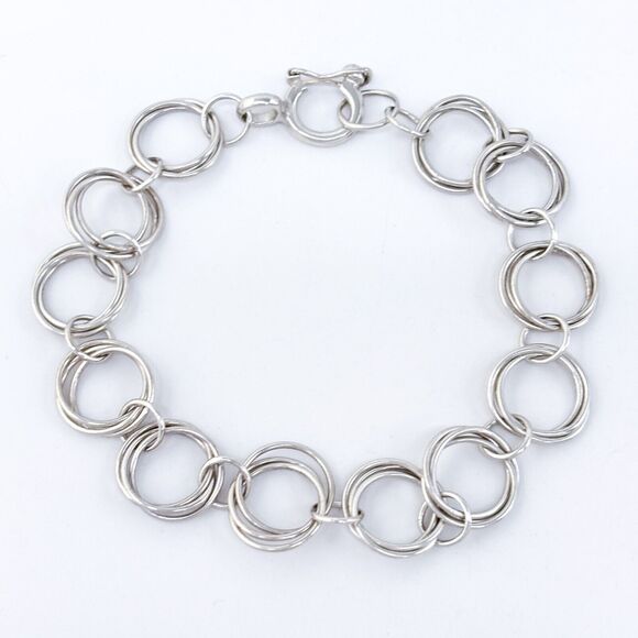 Vintage Silver-Tone Multi-Link Chain Bracelet 8" - Picture 1 of 4